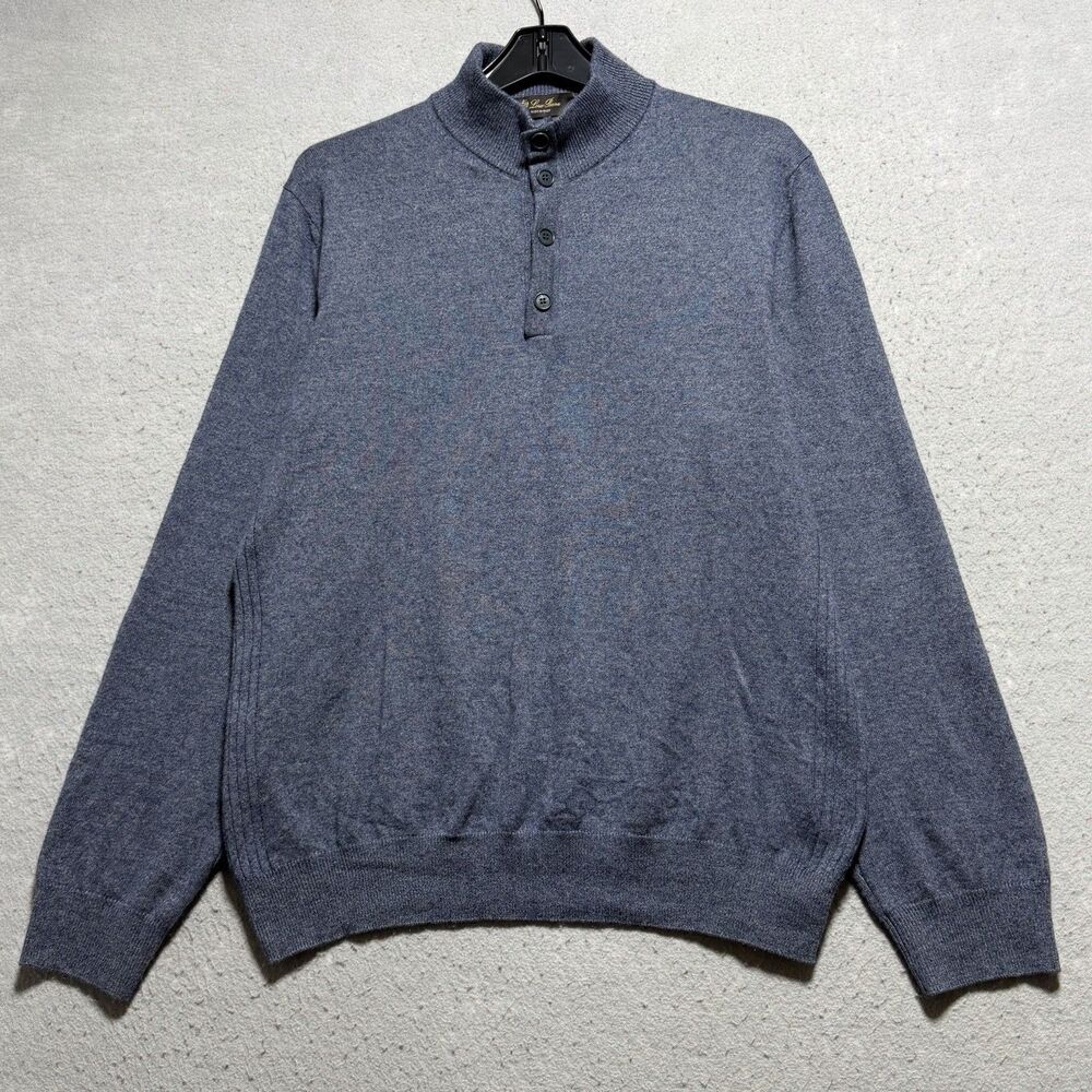 Loro Piana Henley Sweater Blue 4 Button Cashmere/Wool Blend Men’s Sz 52/ Large